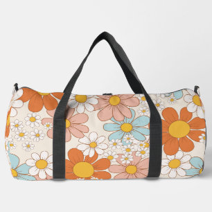 Retro Groovy Blumen-Daisy-Nahtloses Muster Duffle Bag