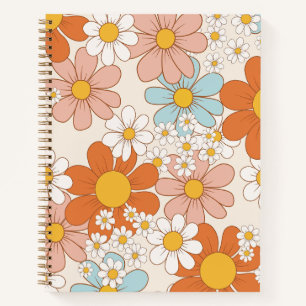 Retro Groovy Blumen-Daisy-Nahtloses Muster Notizbuch