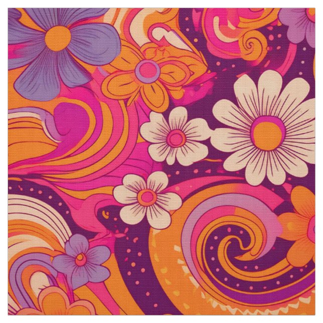 retro Groovy Blumen Stoff (Muster)