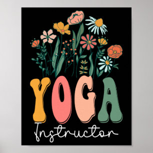 Retro Groovy Blumen Yoga-Instructor Wildblumen T-S Poster