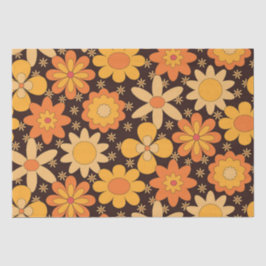 Retro Groovy Blumenmuster Gelb und Orange Seidenpapier