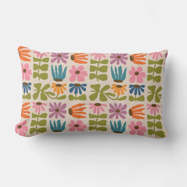 Retro Groovy Blumenwirbel Kissen (Vorderseite)