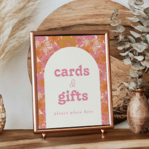 Retro Groovy Boho Baby in Bloom Cards + Geschenksi Poster