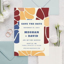 Retro Groovy Boho Chic Floral Save the Date Ankündigungspostkarte
