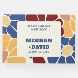 Retro Groovy Boho Chic Floral Wedding Gästebuch