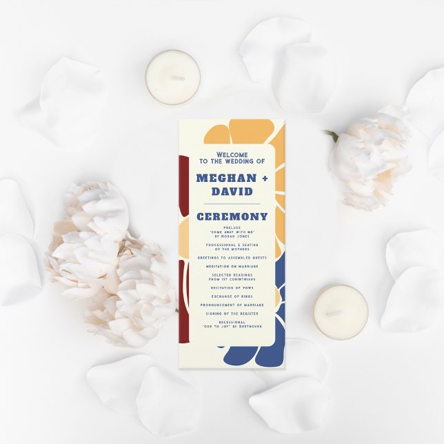 Retro Groovy Boho Chic Floral Wedding Programm (Retro Groovy Boho Chic Floral Wedding Program)