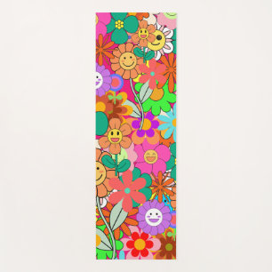 Retro Groovy Boho Hippie Blume Yogamatte
