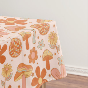 Retro Groovy Boho Pink Orange Diskothek Tischdecke