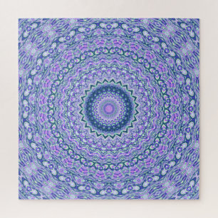 Retro Groovy Boho Trippy Hippie Jewel-Tone Mandala Puzzle