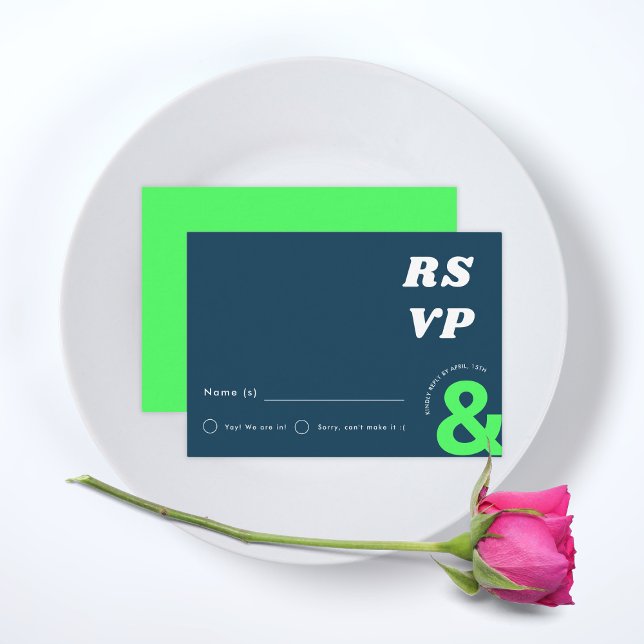 Retro Groovy Bold Ampersand Spaß Spielend Hochzeit Begleitkarte (Von Creator hochgeladen)