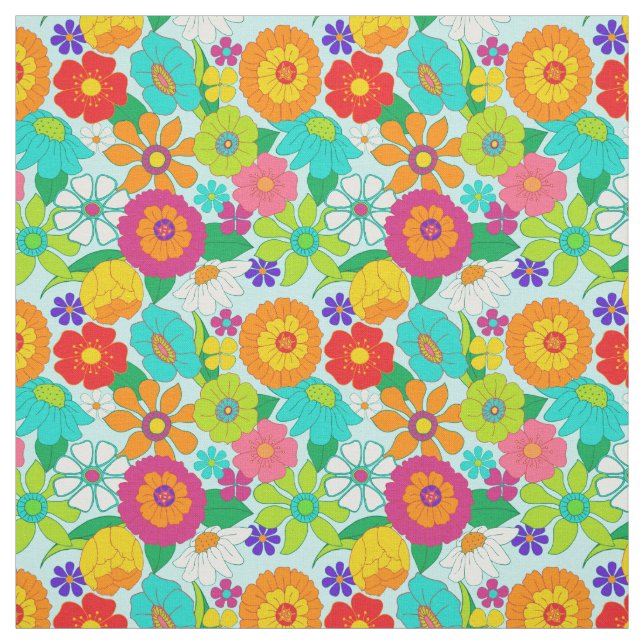 Retro Groovy Bold Hippie Blume Muster Stoff (Muster)