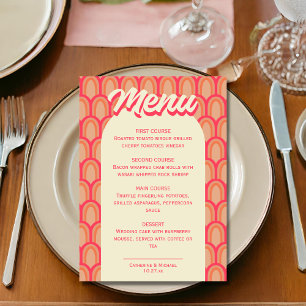 Retro Groovy Bold Typografy Colorful 70er Hochzeit Menükarte