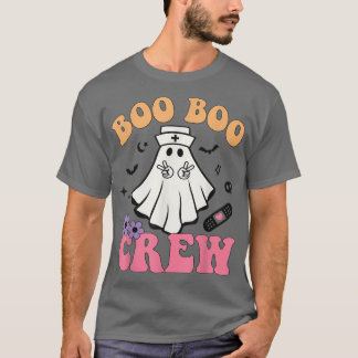 Retro Groovy Boo Crew Halloween Floral Ghost B T-Shirt
