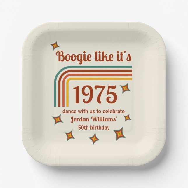 Retro Groovy Boogie Simple Dance 50. Geburtstag Pappteller (Vorderseite)