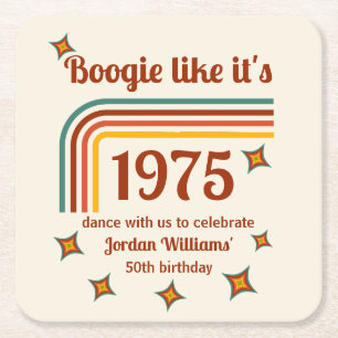 Retro Groovy Boogie Simple Dance 50. Geburtstag Rechteckiger Pappuntersetzer