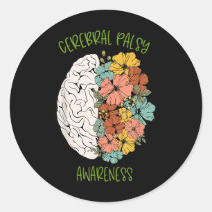 Retro Groovy Brain Floral Blume Cerebral Palsy Cp Runder Aufkleber