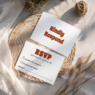 Retro Groovy Burnt Orange Hochzeit RSVP Karte