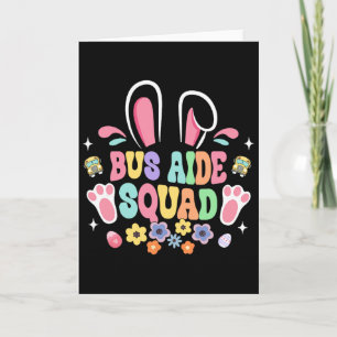 Retro Groovy Bus Helfer Team Hasenohren-Blumen Ost Karte
