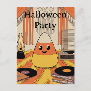 Retro, Groovy Candy Corn Halloween-Party Einladung Postkarte
