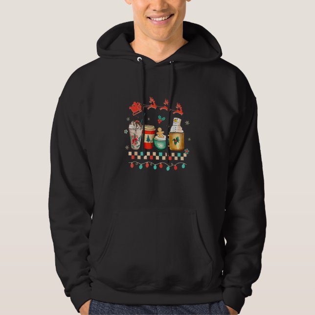 Retro Groovy Christmas Coffee Women Winter Cozy Xm Hoodie (Vorderseite)