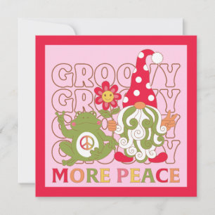 Retro Groovy Christmas Gnome Mor Peace Card Einladung