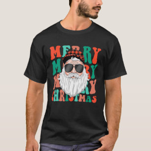 Retro Groovy Christmas Merry Bleibe Bright Hippie T-Shirt