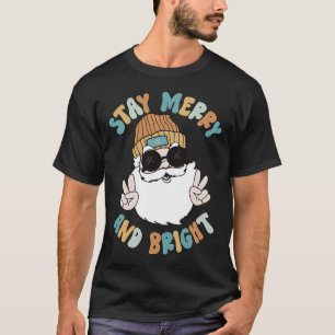 Retro Groovy Christmas Merry Bleibe Bright Santa C T-Shirt