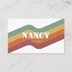 Retro Groovy Colorful Strip Business Card Visitenkarte