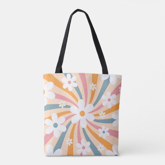 Retro Groovy Colorful Sunshine Daisy Floral Hippie (Rückseite)