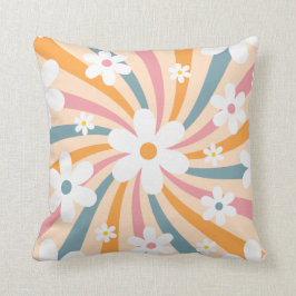 Retro Groovy Colorful Sunshine Daisy Floral Hippie Kissen