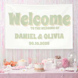 Retro Groovy Colorful Wavy Boho Wed Seating Charts Banner