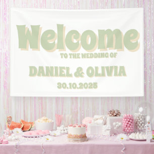 Retro Groovy Colorful Wavy Boho Wed Seating Charts Banner