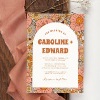 Retro Groovy Colorful Wavy Boho Wedding Qr Code