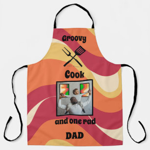 Retro "Groovy Cook One Krass Vater" Muster und Fot Schürze