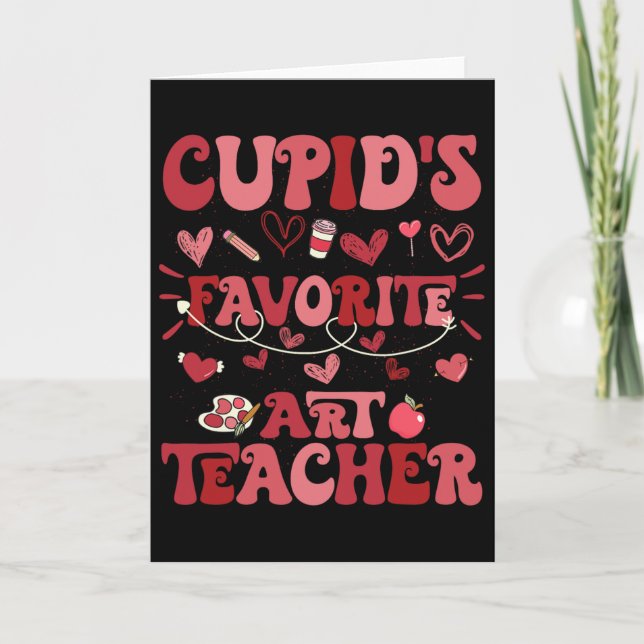 Retro Groovy Cupids Lieblings-Kunstlehrer Valentin Karte (Vorderseite)