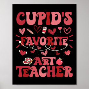 Retro Groovy Cupids Lieblings-Kunstlehrer Valentin Poster