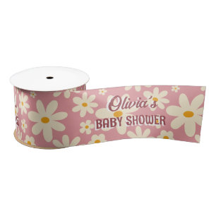 Retro Groovy daisy boho Wüste rosa Satinband