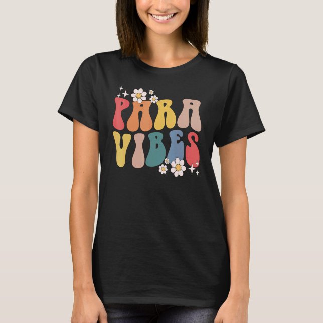 Retro Groovy Daisy Para Vibes First Day of School T-Shirt (Vorderseite)