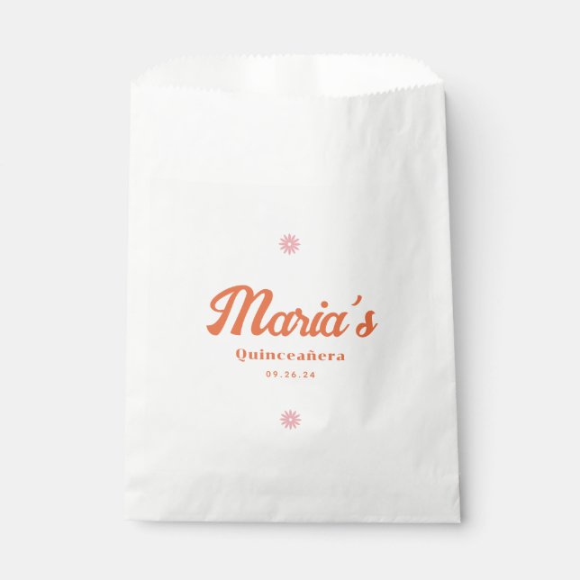Retro Groovy Daisy Quinceanera Geschenktütchen (Vorderseite)
