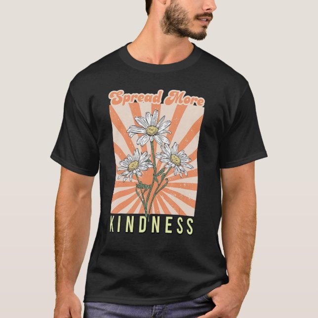 Retro Groovy Daisy Spread more Kindness Positive m T-Shirt (Vorderseite)