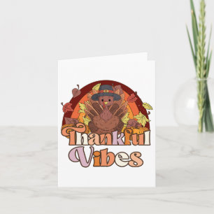 Retro Groovy Dankbarkeit Vibes Niedliche Türkei Fa Karte