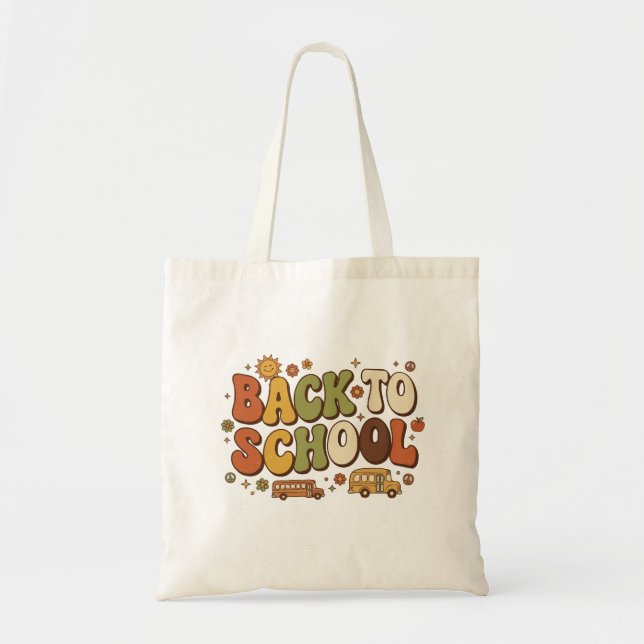 Retro Groovy Design für den Schulbeginn Tragetasche (Vorne)