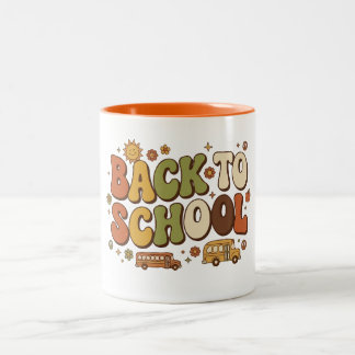 Retro Groovy Design für den Schulbeginn Zweifarbige Tasse