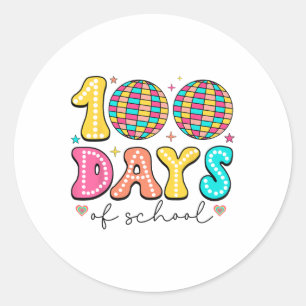 Retro Groovy Disco Byll 100 Tage Schullehrer Runder Aufkleber