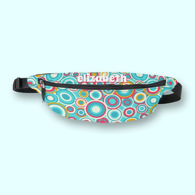 Retro Groovy Dot Muster Bauchtasche (Retro groovy dot pattern fanny pack, personalized with your first name)