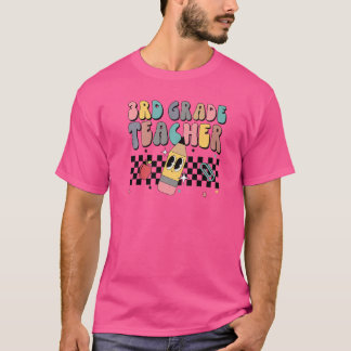 Retro Groovy Dritter Klasse Lehrer Happy Erster Ta T-Shirt
