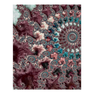 Retro Groovy Eclectic Bohemisch Spiral Fraktal Poster