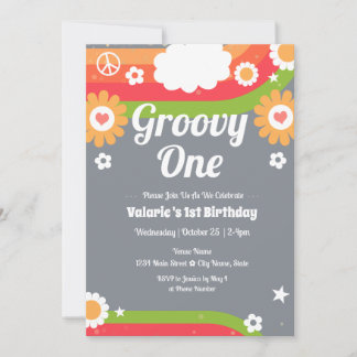 Retro Groovy Einladung zum Geburtstag