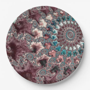 Retro Groovy Eklektischer Bohemian Spiral Fraktal Pappteller