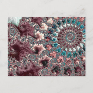 Retro Groovy Eklektischer Bohemian Spiral Fraktal Postkarte
